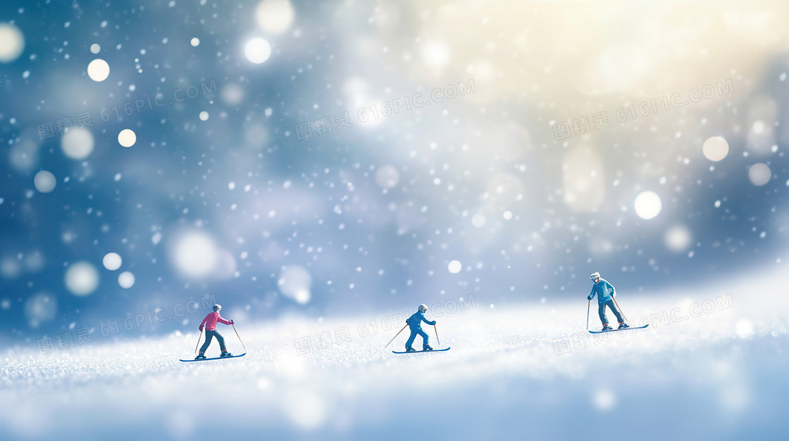 微缩滑雪小人背景