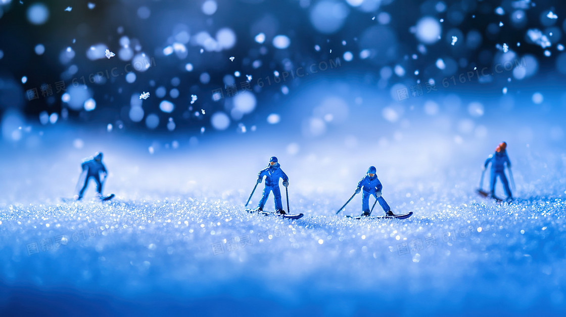 微缩滑雪小人背景