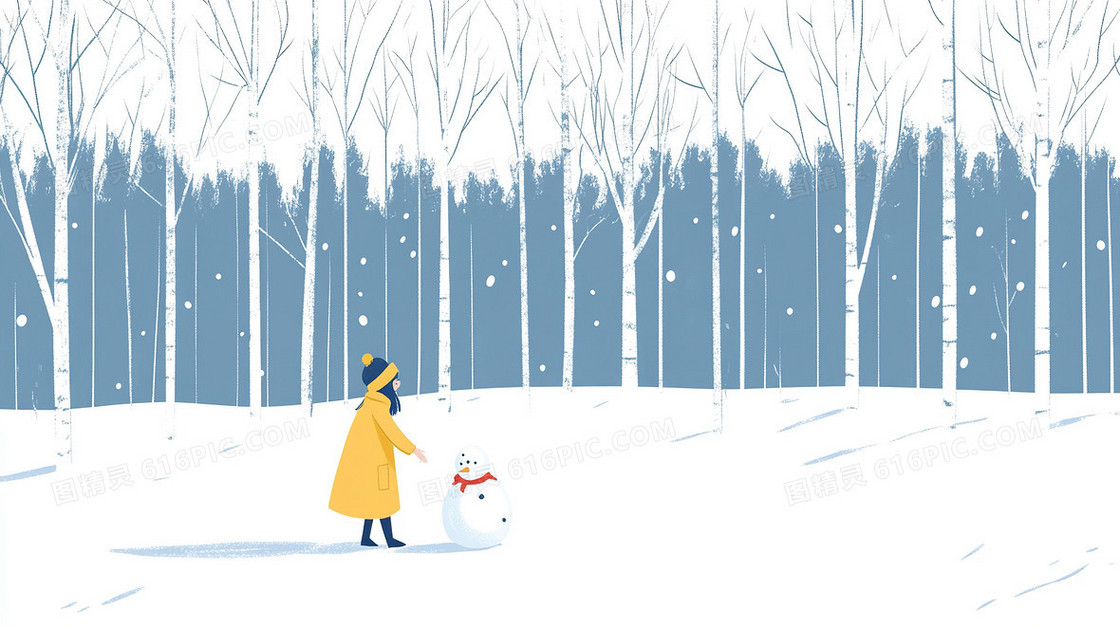 卡通冬天堆雪人背景