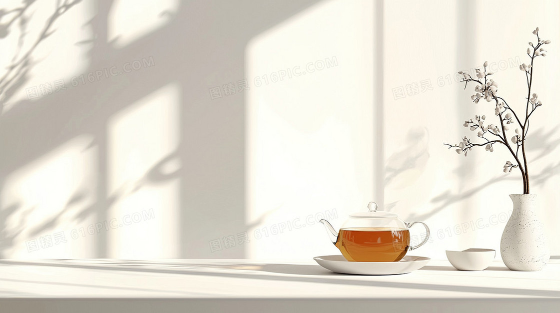卡通透明泡茶茶壶创意背景