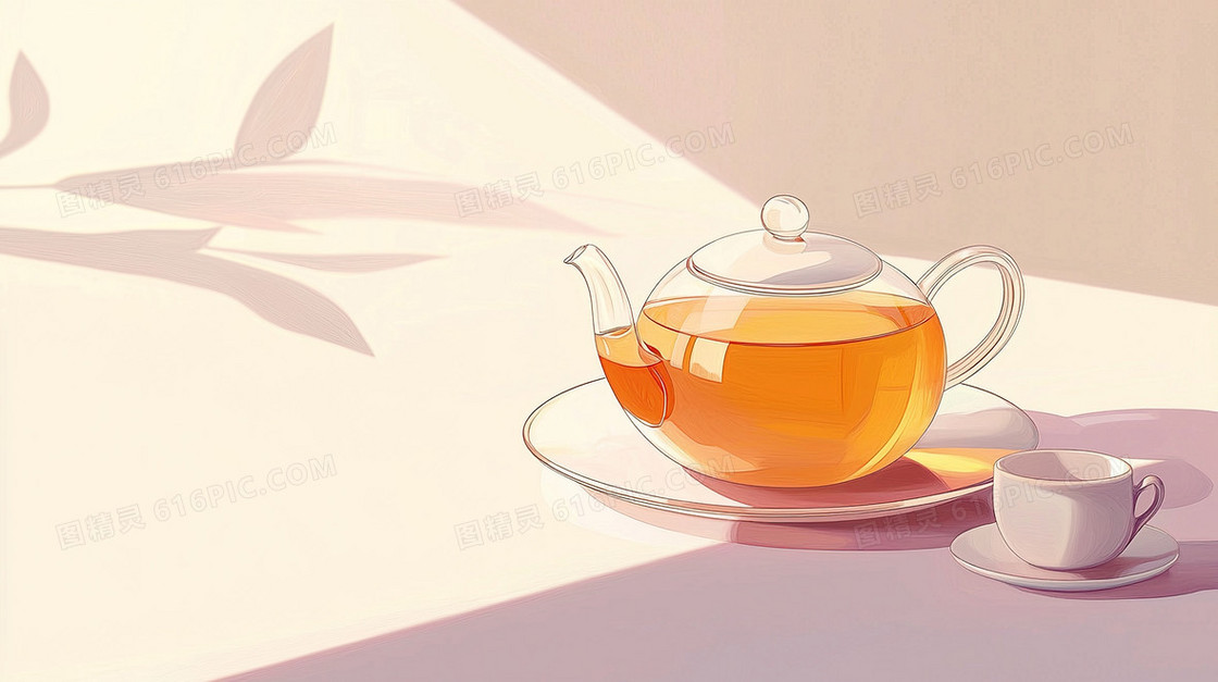 卡通透明泡茶茶壶创意背景