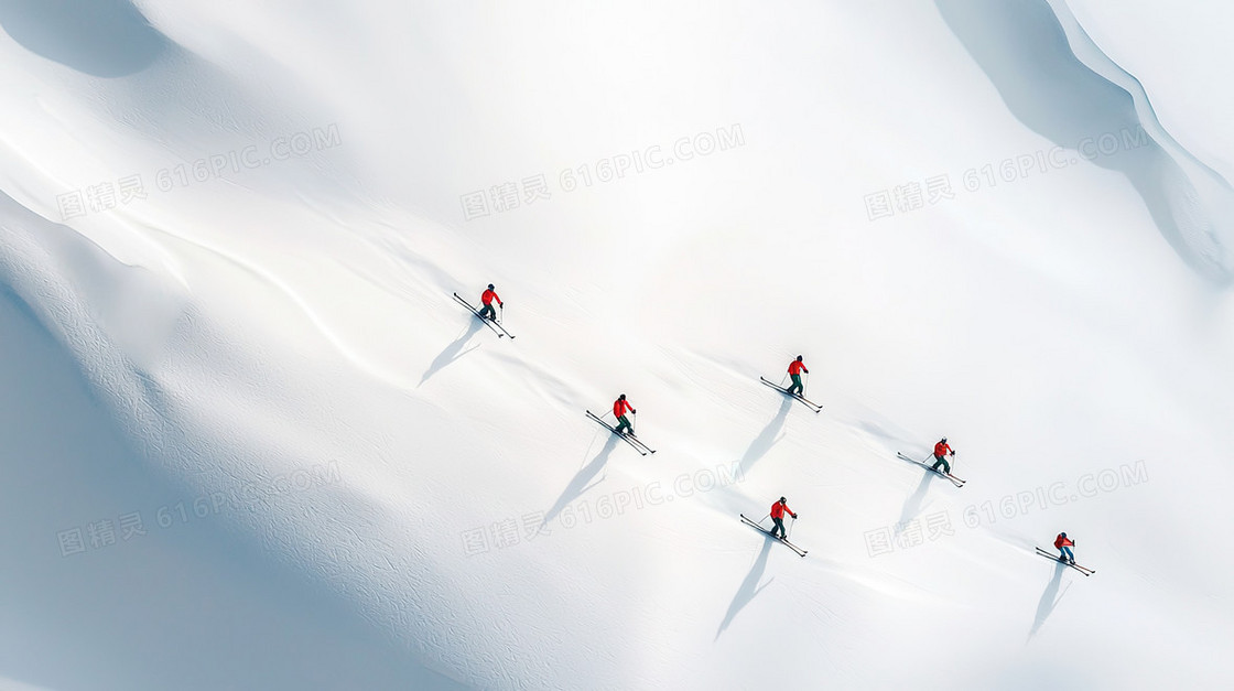 雪地微缩滑雪运动员背景