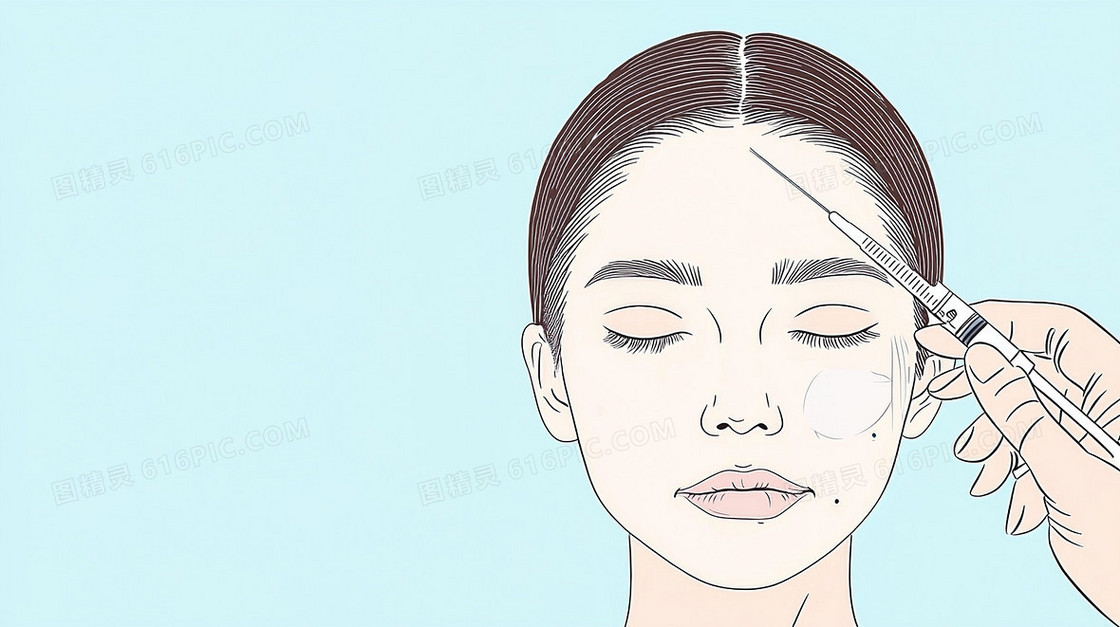 打廋脸针卡通美女背景