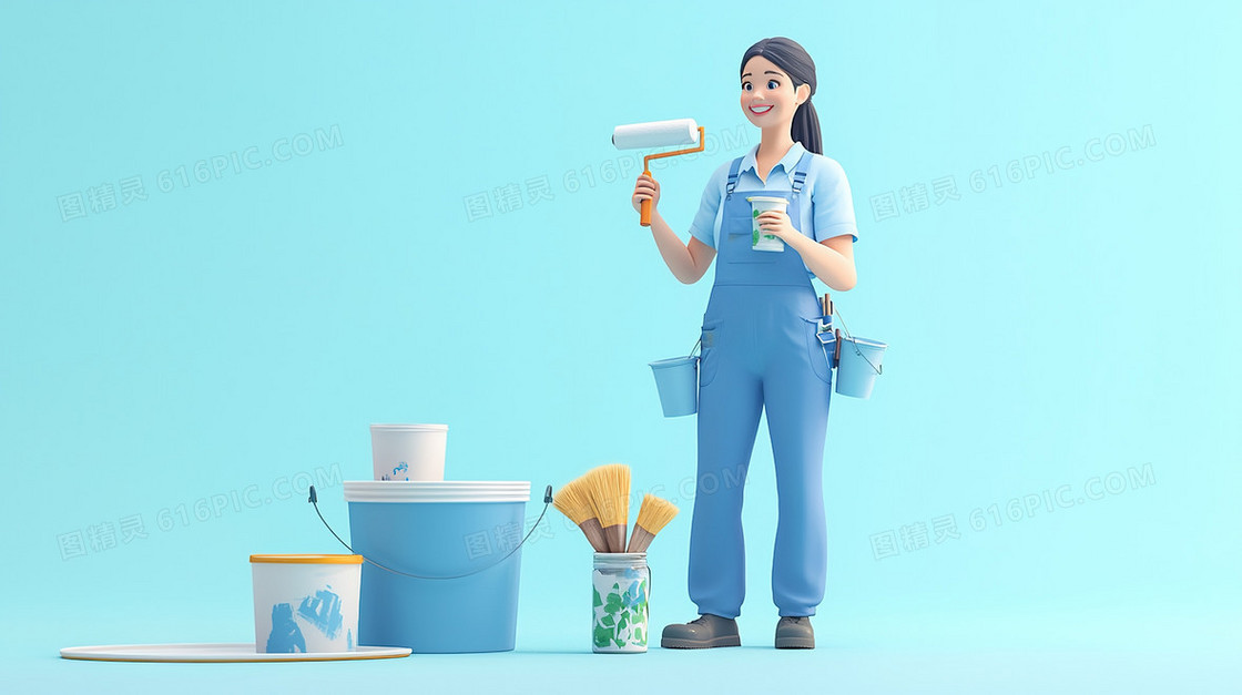 现代装修工人背景