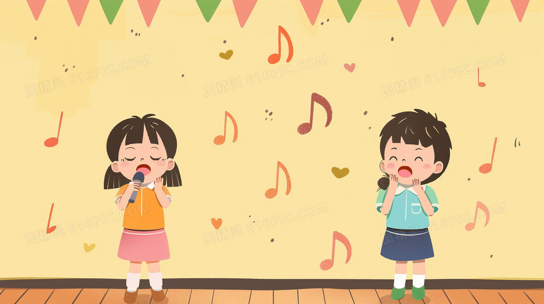 卡通声乐兴趣班儿童背景