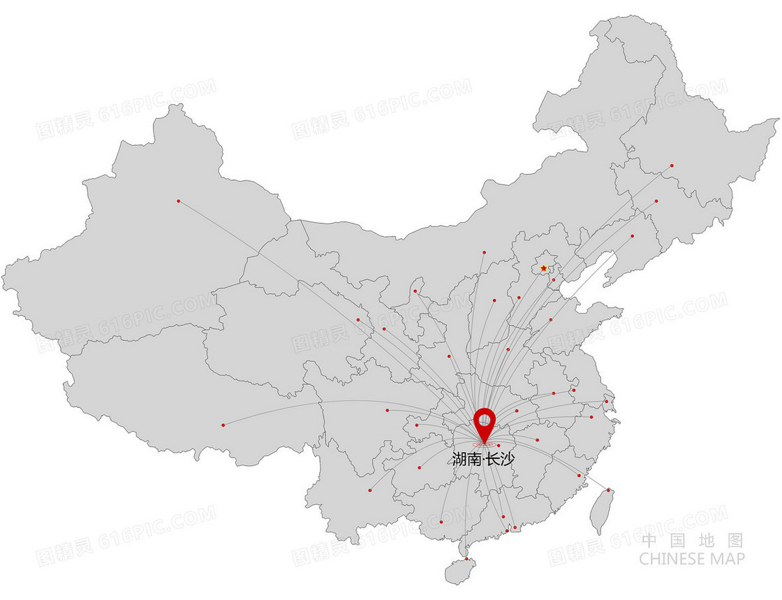 全国放射性个大城市中国地图宣传单背景素材