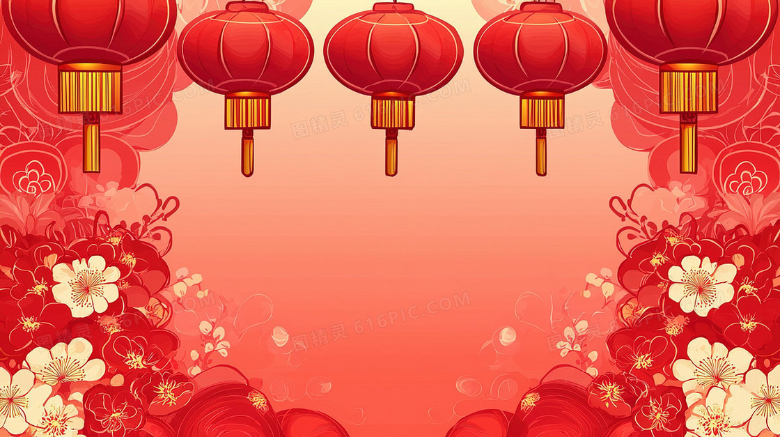 中国风喜庆红灯笼背景