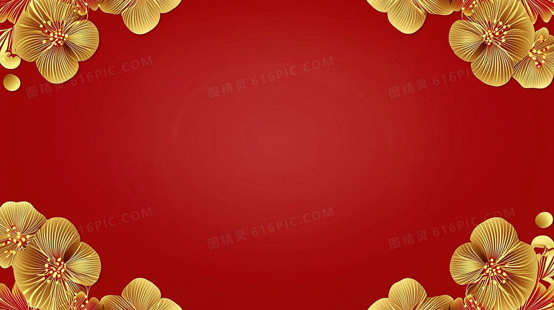 国风花朵边框背景