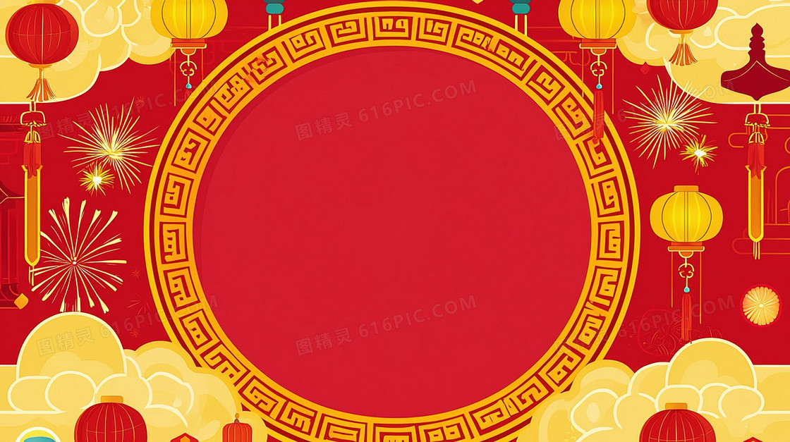 彩绘国风边框背景