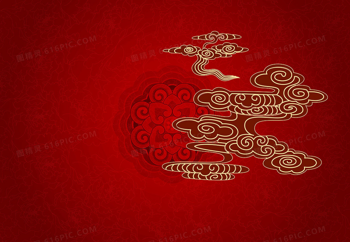 矢量红色中国风背景素材