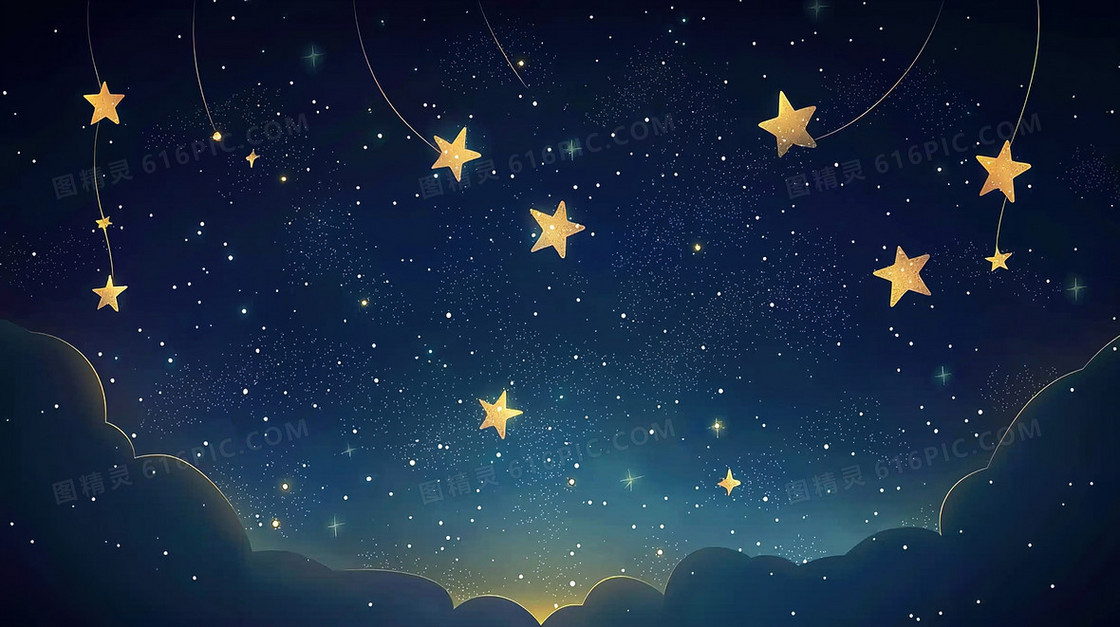 蓝色璀璨夜空星星唯美背景