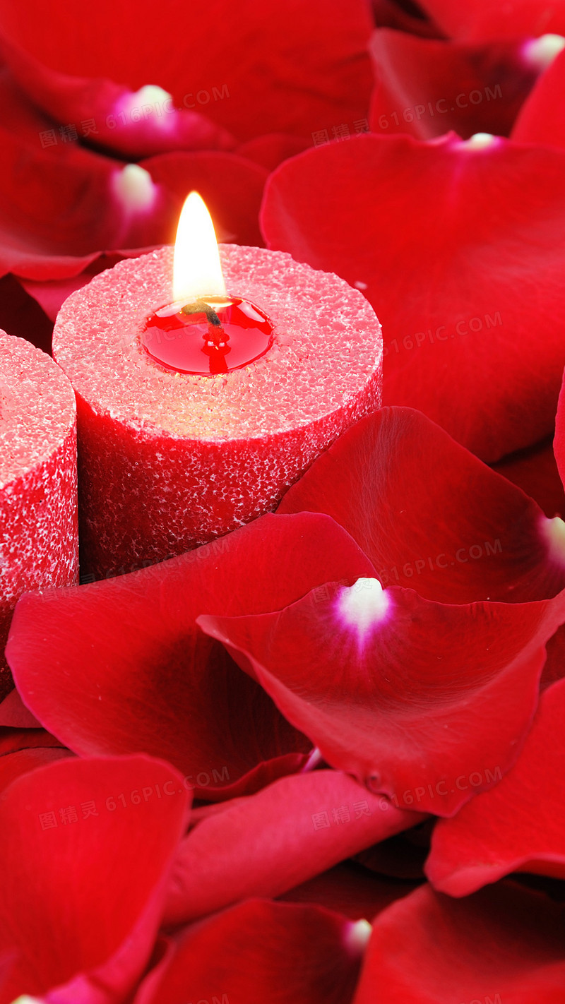 蜡烛玫瑰花瓣情人节背景