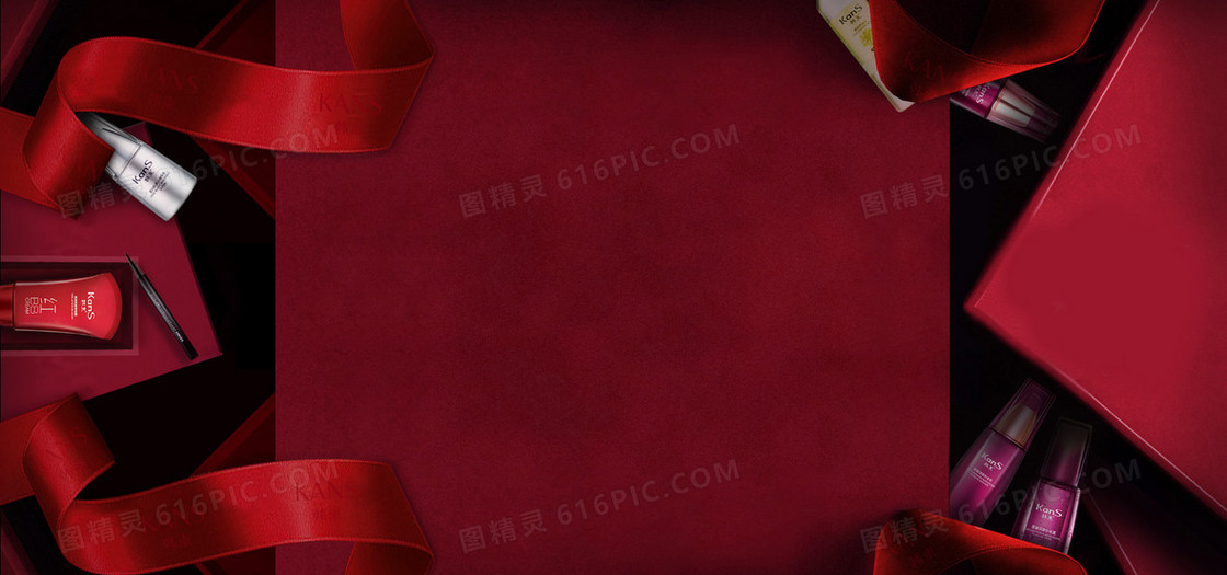韩束化妆品红色背景banner装饰