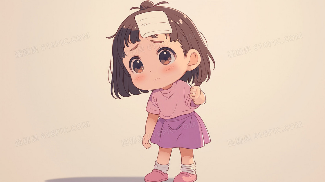 发烧生病小女孩卡通背景