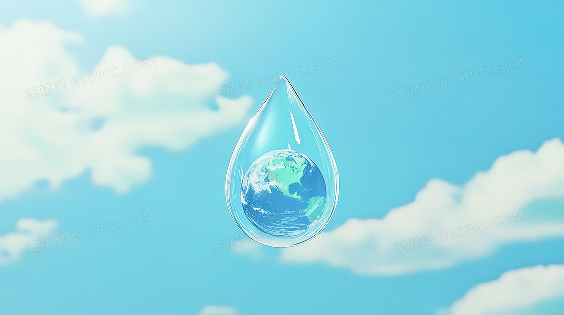 水滴绿色地球背景