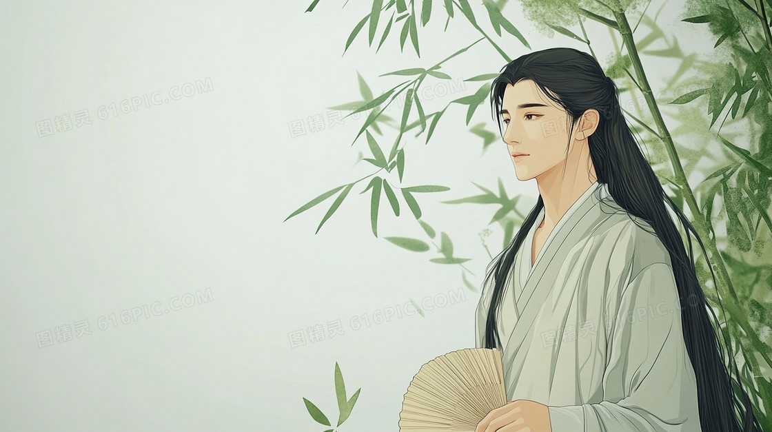 简约古风美男子背景