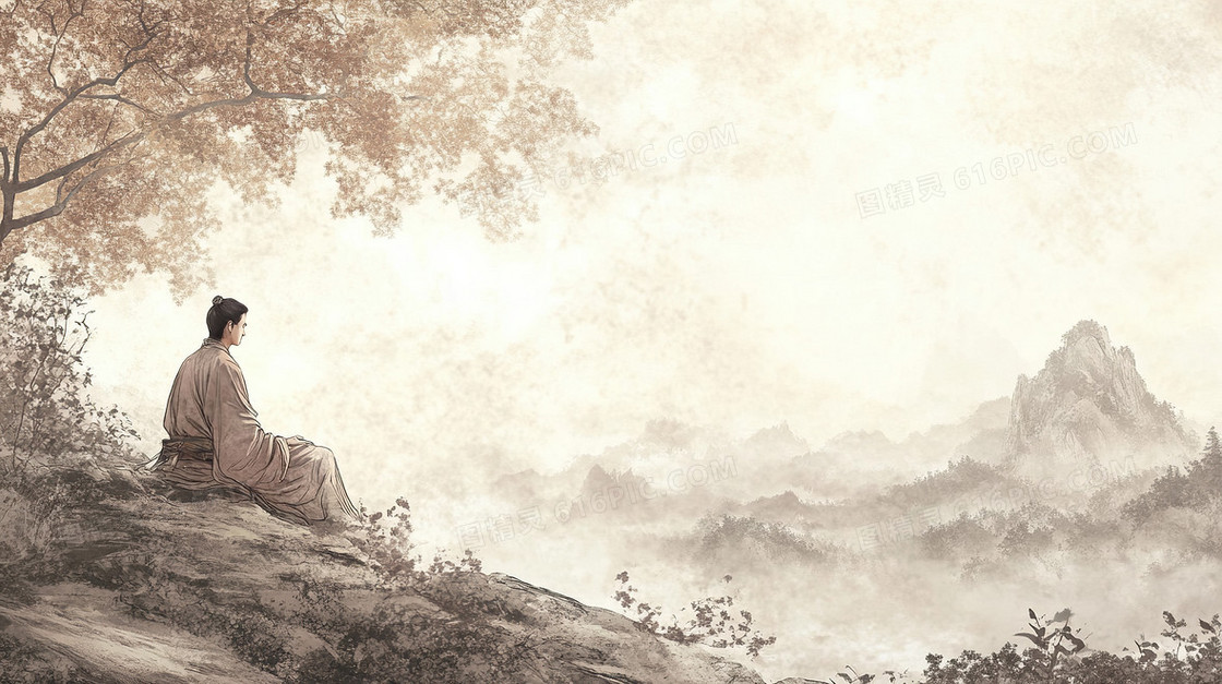 简约古风男子背景