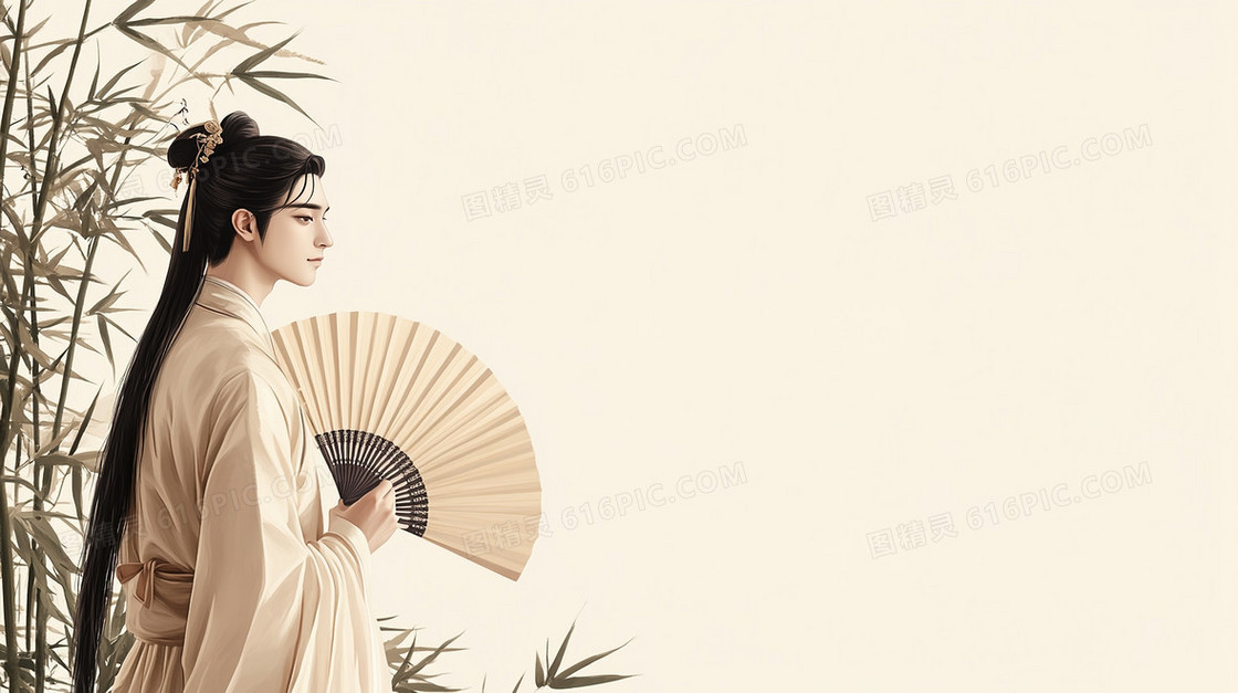 简约古风美男子背景