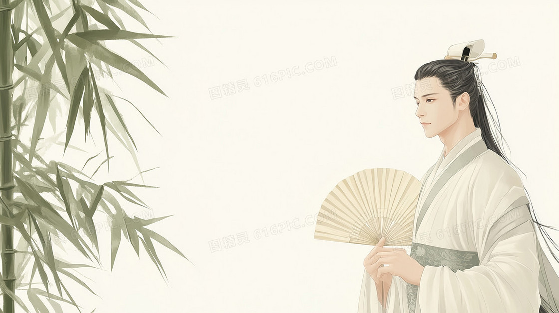 简约古风美男子背景