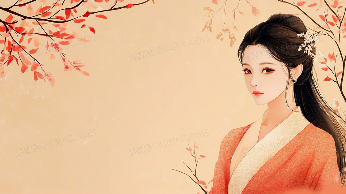 简约古风美女背景