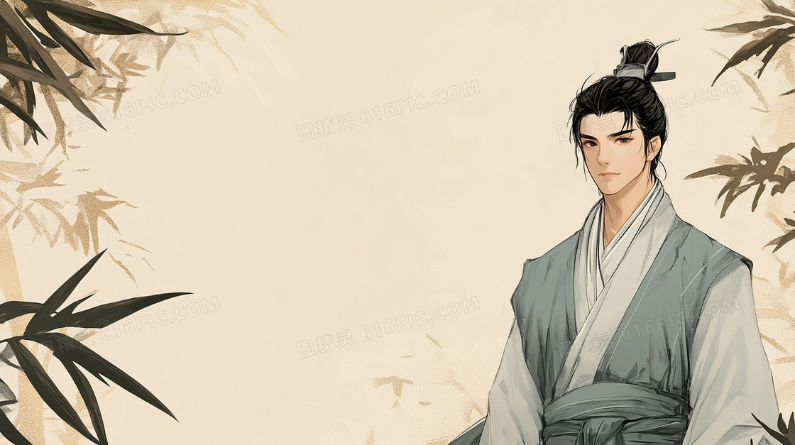 简约古风美男子背景