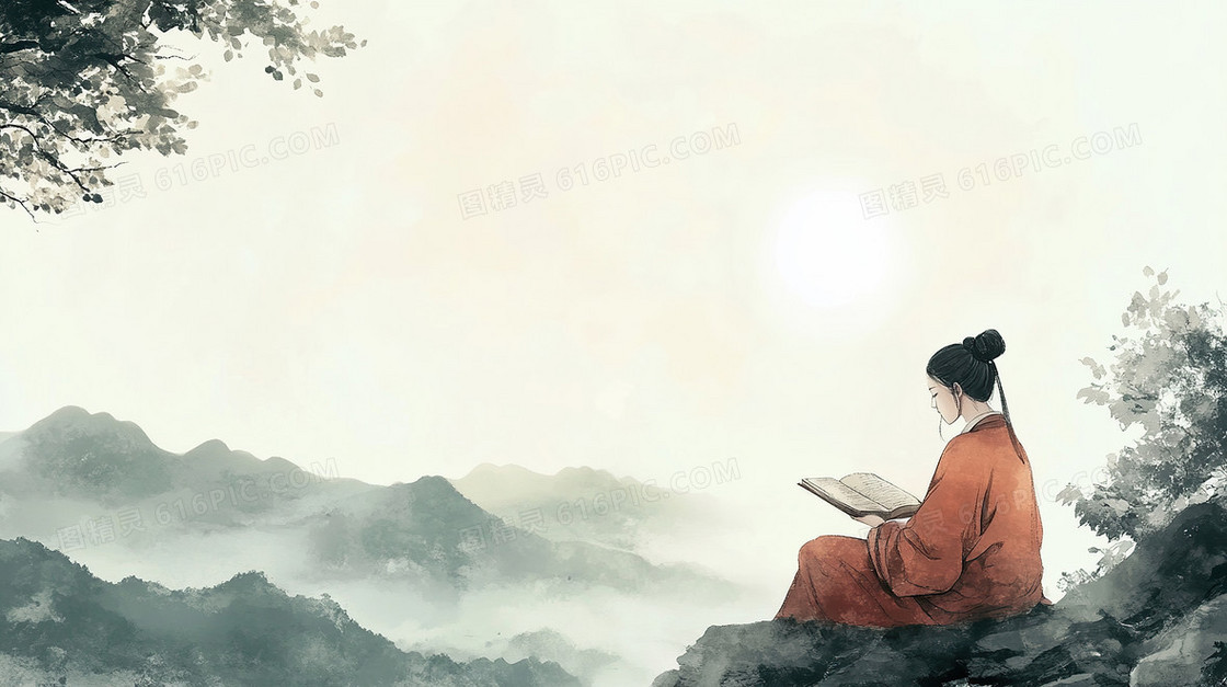 简约古风书生背景
