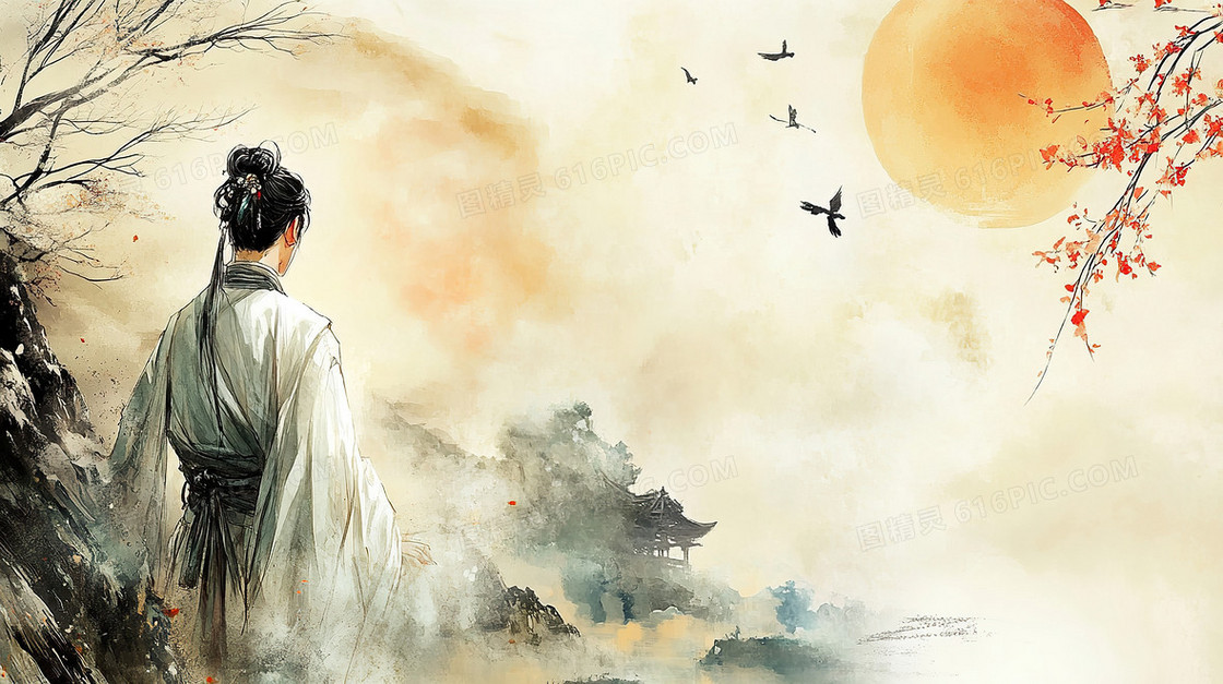 简约古风美男子背景