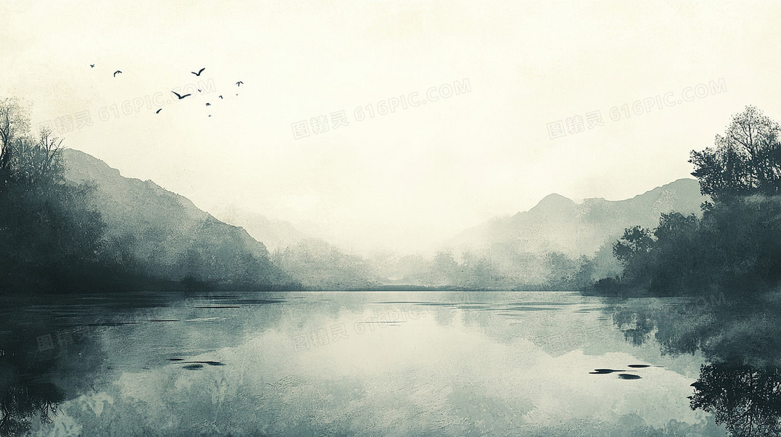 简约卡通湖面背景