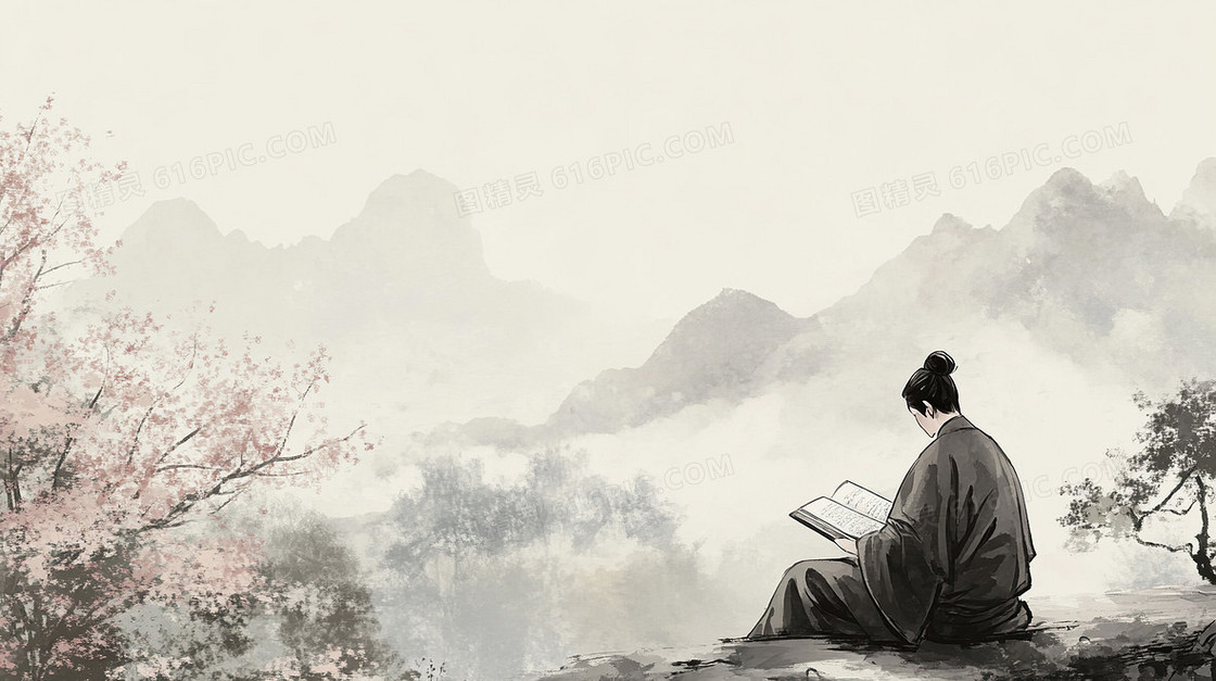 简约古风书生背景