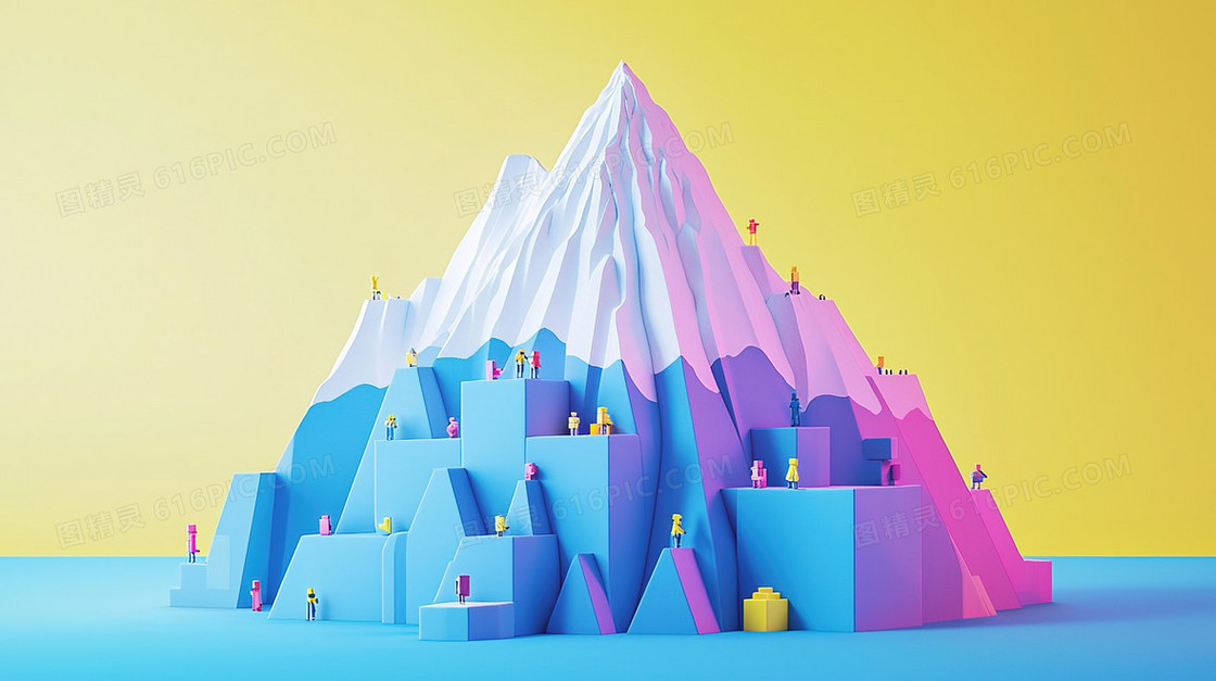 立体简约层次感山峰背景