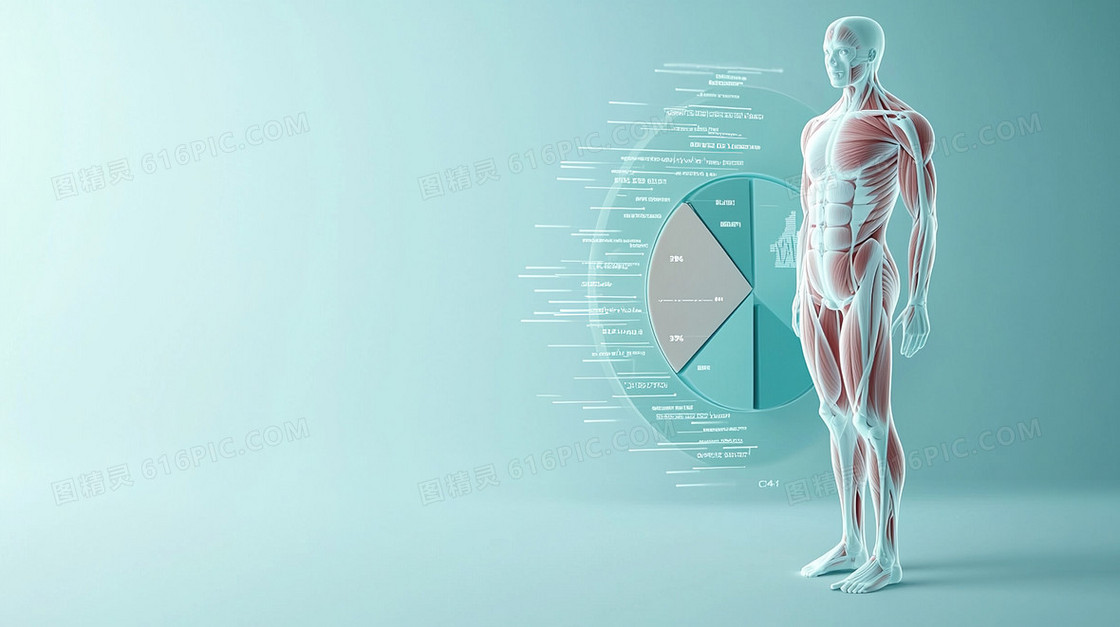 医学人体模型结构图柱状图背景