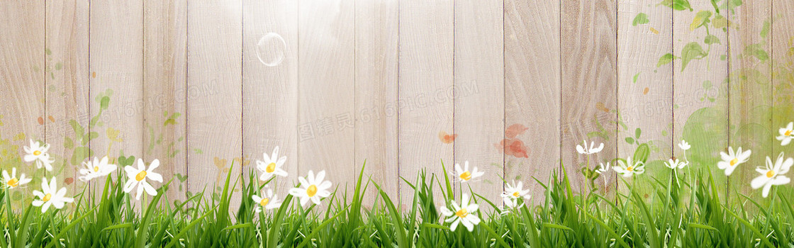 木板花朵海报背景