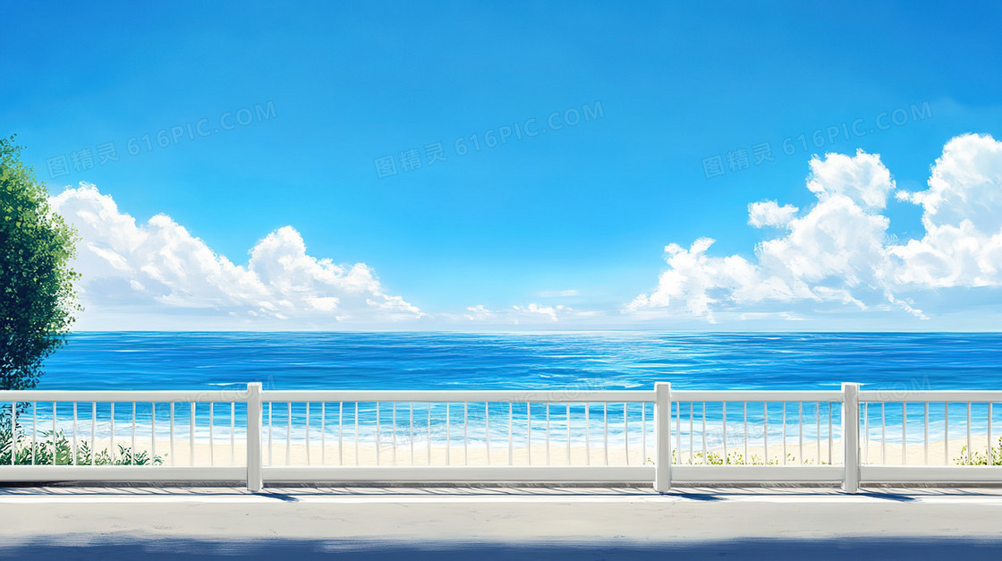 简约清晰沿海马路背景
