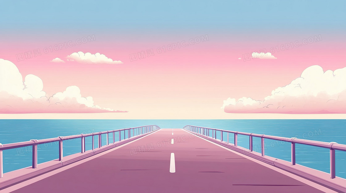 简约卡通清新海景背景