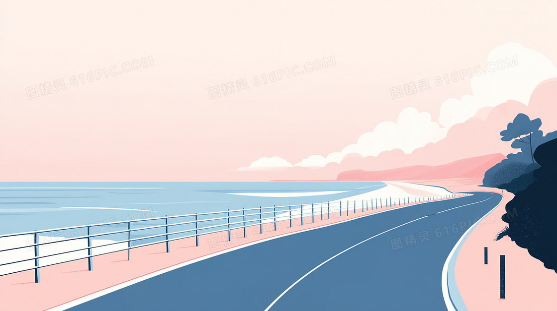 简约卡通清新海景背景