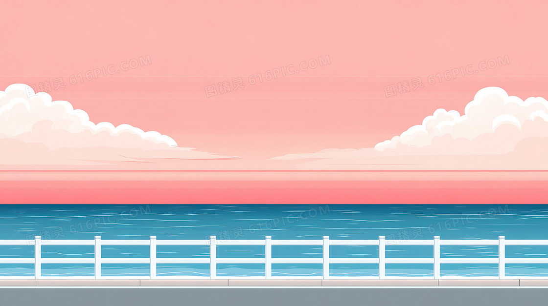 简约卡通清新海景背景