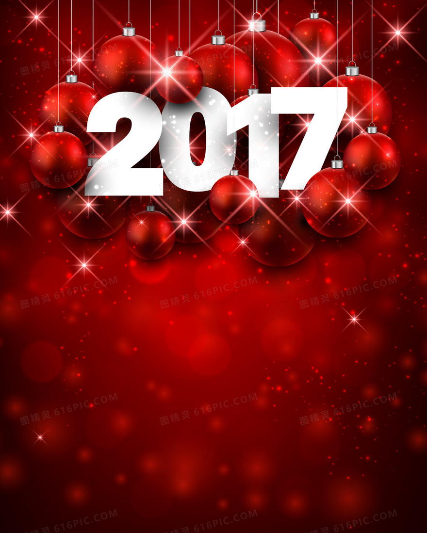 2017新年红色气球背景素材