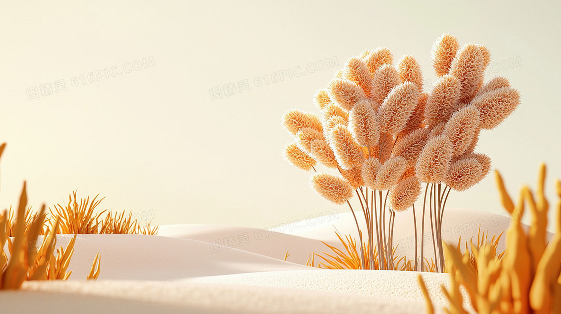 黄色兔尾草简约背景