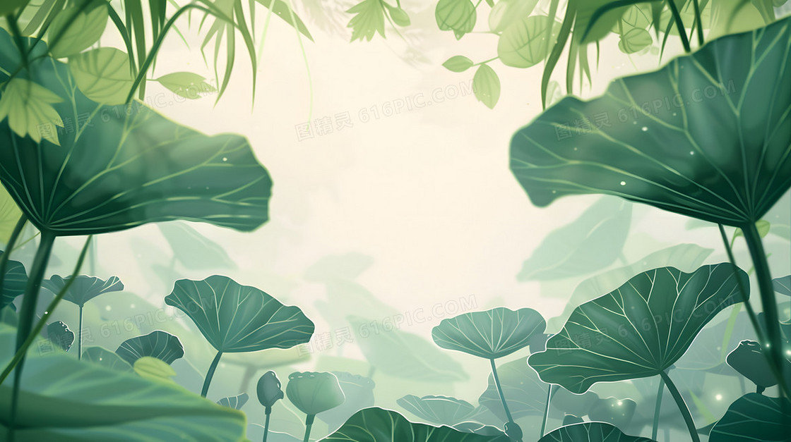 简约清新荷花背景