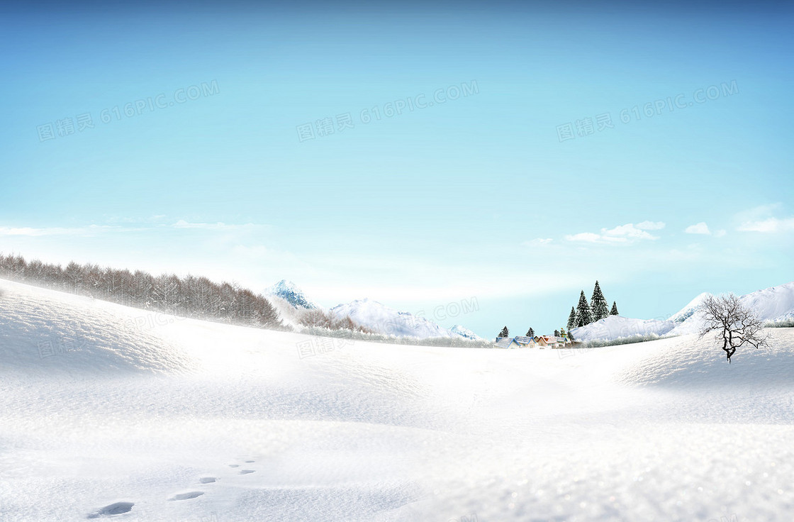 白雪茫茫冬季雪景
