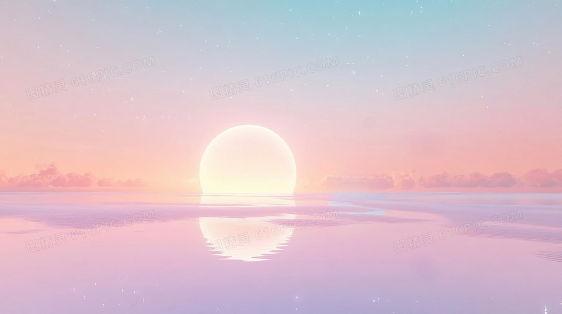 粉色唯美梦幻风湖面背景