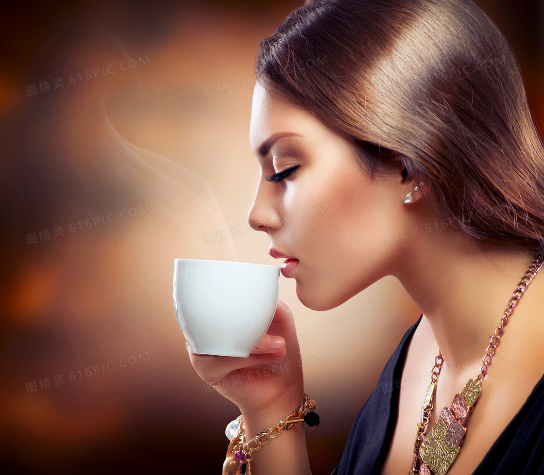 喝咖啡的时尚美女图片素材-编号26811477-图行天下