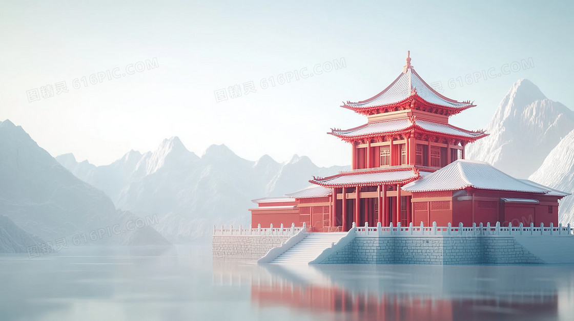 简约中国风建筑背景