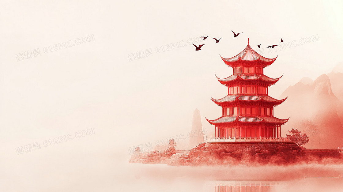 简约中国风建筑背景