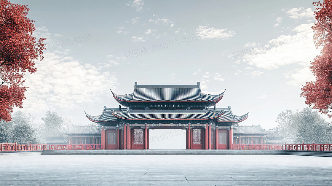 简约中国风建筑背景