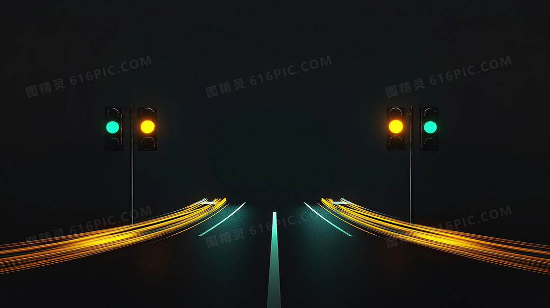 创意交通夜晚信号灯背景