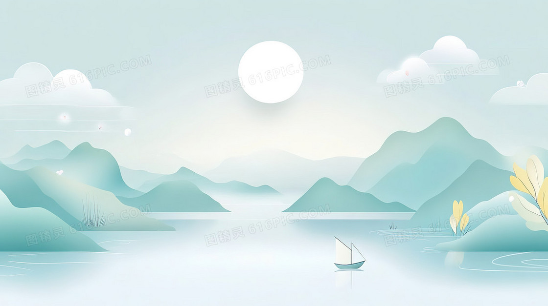 大气中式山水背景