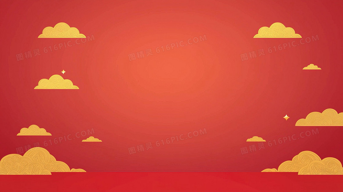 简约装饰祥云红色背景