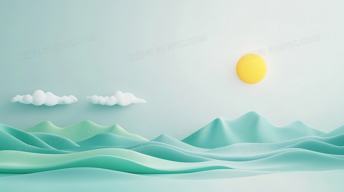 中式立体山水背景