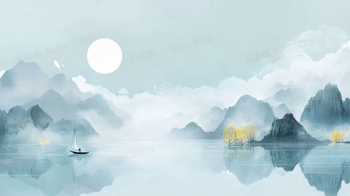 大气中式山水背景